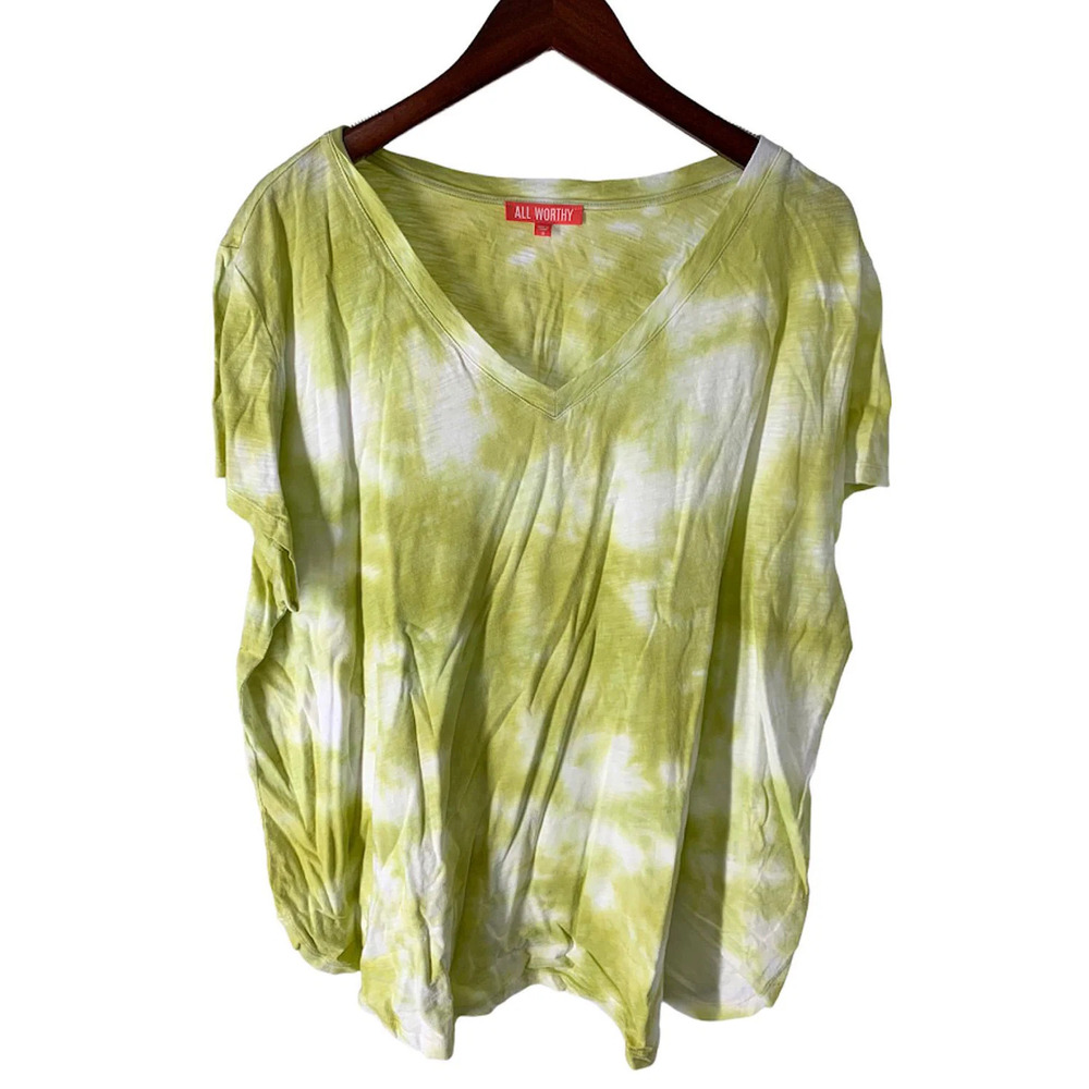 All Worthy Hunter McGrady Tie-Dye T-Shirt with Curved Hem Green - Regular